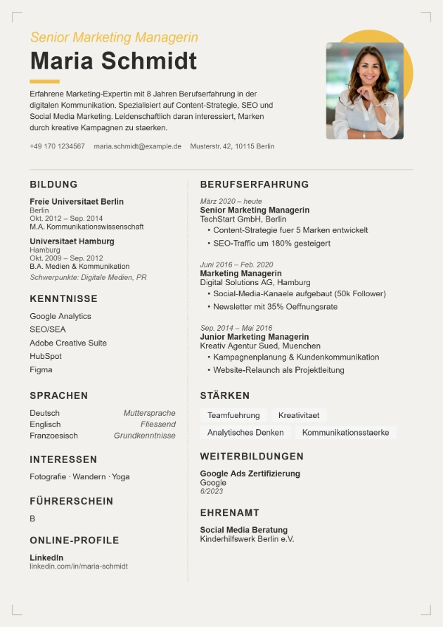 Lebenslauf Vorlage kreativ Editorial